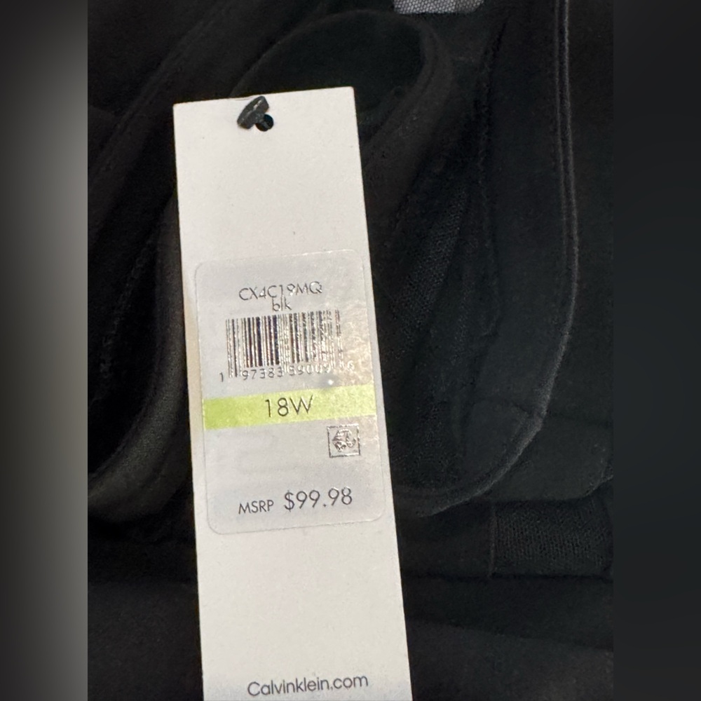 NWT Calvin Klein Black Dress Sheer cuff Sleeves and hem Knee length 16W 18W - Picture 7 of 12